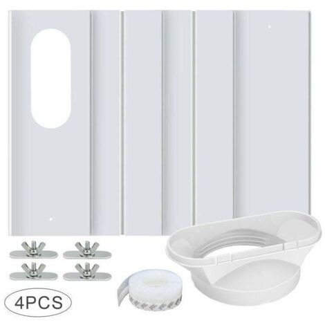 Dolaso – Ensemble de 4 plaques réglables pour climatiseur mobile – Longueur réglable 43-140 cm – PVC durable – Installation facile sur fenêtres coulissantes (1/5)