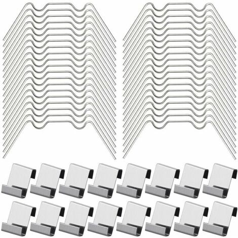 Dolaso – Lot de 100 clips de vitrage pour serre – 50 pinces W en acier inoxydable – 50 clips Z pour panneaux en verre – Résistants à la rouille - 50Type (1/5)