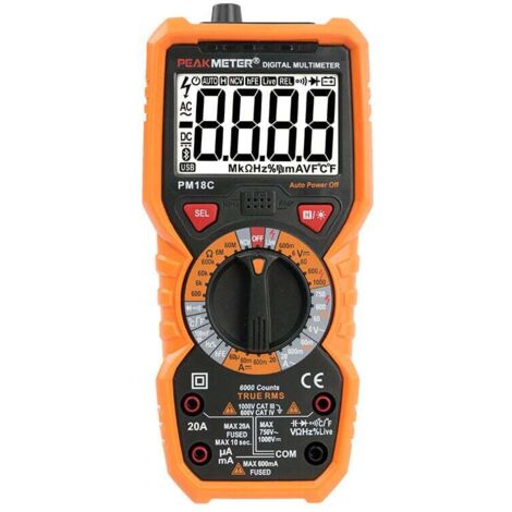 Multimètre numérique PM18C AC DC Testeur électrique numérique automatique Voltmètre sans contact Ampèremètre Ohmmètre Détecteur de tension Maintien avec affichage rétroéclairé - RWMultimètre, ohmmètre (1/5)