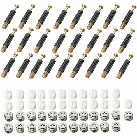 Dolaso – Ferrure de serrure de meuble 25 pièces – Acier laminé à froid nickelé – Raccords de came anti-corrosion – Pour meubles de bureau et armoires