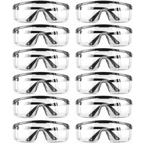 Lunettes de Protection, Lunettes Sécurité Réglables Lunette Anti Rayures Verres Transparents Bleu pour Les Lieux Travail Construction Bricolage Laboratoire Soudage(12pcs) (1/4)