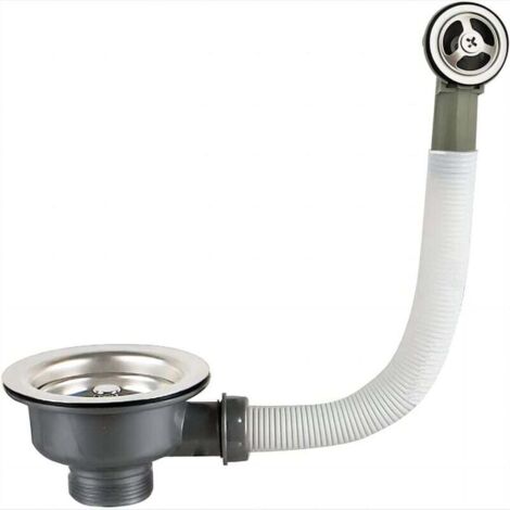 Bonde D'évier avec Trop Plein Panier Inox 114 mm 1½", Acier Inoxydable + ABS, Bonde + Panier (1/4)