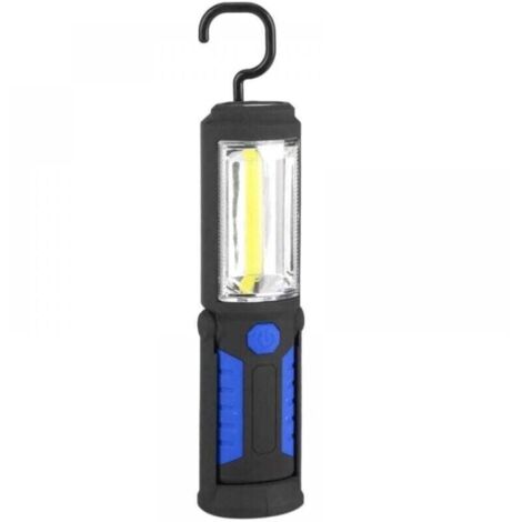 Baladeuse COB 2 en 1, Lampe de Travail LED Rechargeable 3W, Torche 2200mAh Avec Base Magnétique et Crochet Pour Ateliers Automobile Camping Bricolage (Bleu) (1/4)