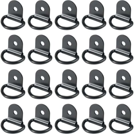 20 pièces Anneaux D'arrimage,Anneaux d'arrimage,Anneau Arrimage Iron,remorque d'anneau Montage d, Anneau d arrimage Rond pour Pliable avec Verrouillage de Charge dans Les Voitures(36 x 25 mm, Noir) (1/4)