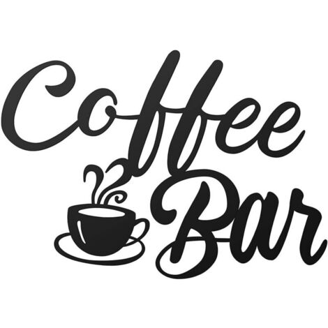 Coffee Bar Decoration, Deco Cuisine, Decoration Murale Metal, 30x22cm Deco Bar, Gravure Laser Sur Fer, Pour la Cuisine, de la Station de Café, du Bar(Noir) (1/4)