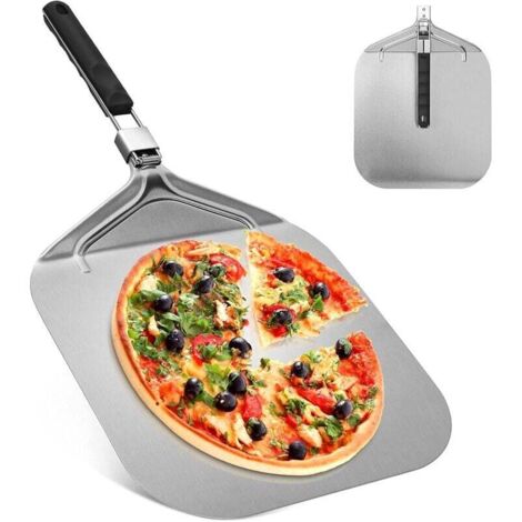 Pelle À Pizza Perforée, Pelle À Pizza En Acier Inoxydable, 32x32cm, avec Poignée Pliable, Longueur Totale 63,2 cm