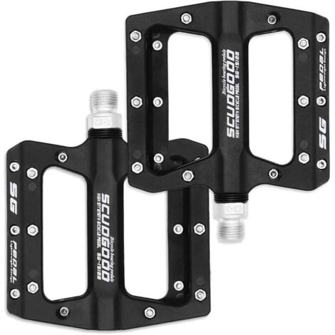 Enowelir Paire De Pédales Vélo VTT BMX Route Hybrides Légères Durables 9/16 Pouces Noir (1/4)