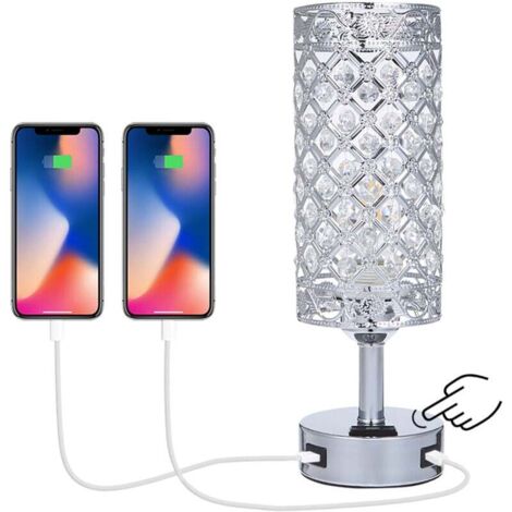 Enowelir Lampe De Chevet Tactile Dimmable Avec Ports USB Et Prise CA, Pour Chambre Salon Bureau, Ampoule Incluse (1/4)