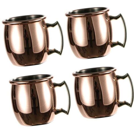 Enowelir Lot de 4 Tasses en Cuivre Massif pour Moscow Mule Faites à la Main Capacité 60 ml