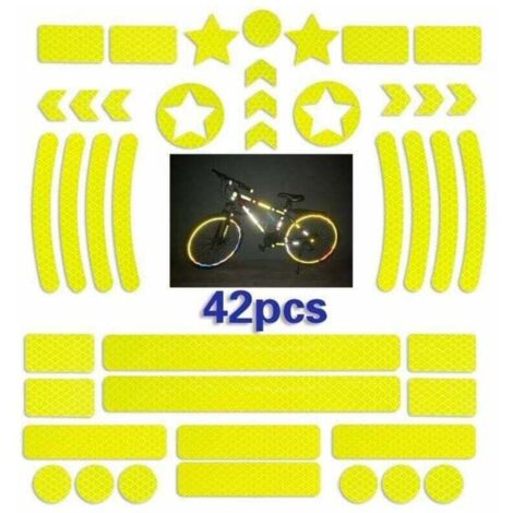 Enowelir 42 Autocollants Réfléchissants pour Casque et Vélo, Bande Adhésive Sécurité Jaune pour Scooter et Bicyclette (1/4)