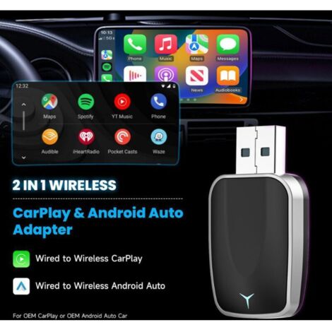 Adaptateur Sans Fil CarPlay/Android Auto - Dongle Plug-and-play, Compact, Pour Voiture, Connexion Automatique - 8