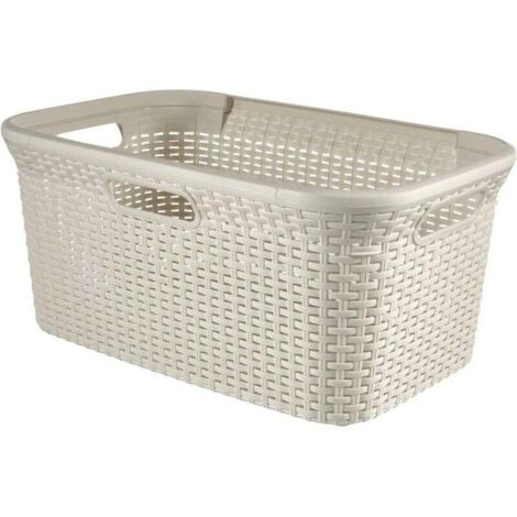 Enowelir Panier À Linge 45L Avec Séparateur, Corbeille De Buanderie En Rotin Texturé, Aération Optimale Et Poignées Ergonomiques 59x38x27 cm (1/4)