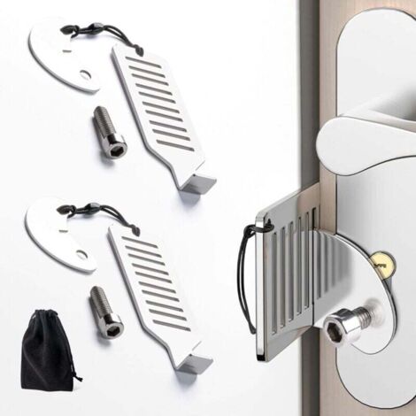Enowelir Portable Serrure de Porte 2 Pièces, Verrou de Sécurité Intérieur pour Voyage Maison Hôtel École avec Sac de Rangement (1/4)