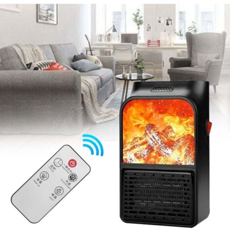 Enowelir Chauffage Électrique Portable PTC 900W avec Flamme Simulée pour Cheminée Ventilateur Intégré Prise UE (1/4)