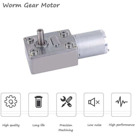 Moteur à Engrenages Vis Sans Fin 12V - Couple élevé, Vitesse 6 Tours/min - Pour Robotique, Automation, Portails