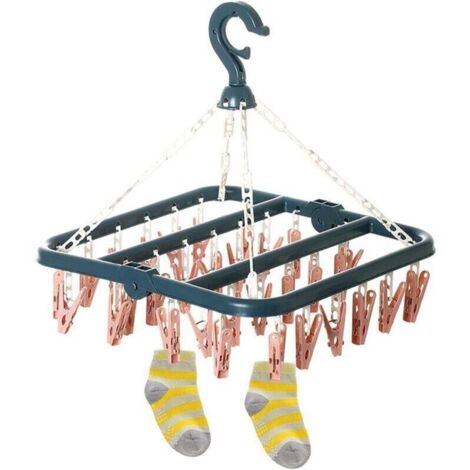 Support Chaussettes Etendoir, Etendoir Chaussette avec 32 Pinces pour sous Vêtements, Chaussettes, Durable Pinces à Linge en Plastique pour Intérieur Et Extérieurc (1/4)