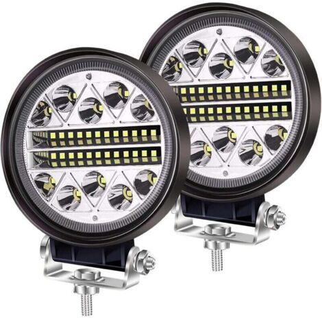 102W LED Travail lumière Offroad Conduite antibrouillards, 2PCS Rondes LED Pods Spot Flood Combo Lights 12V 24V Feux auxiliaires pour Camion Tracteur Voiture 4x4 ATV UTV SUV Bateau (1/4)