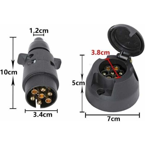 Prise Remorque 7 Broches Mâle Et Femelle 12V Étanche - Kit Complet Pour Attelage Camion RV Voiture