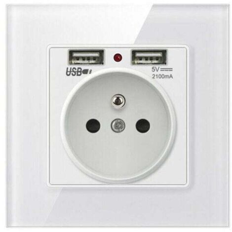 Prise Murale,Carivent Prise Electrique Murale avec Double USB - Chargeur pour iPhone/Android（1 pcs） (1/4)