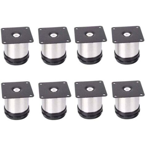 8 Pieds De Meubles RéGlables En Acier Inoxydable,Réglables 50 mm De Hauteur épaissir les pieds d'armoire Pieds de table Pieds de meubles,Acier inoxydable brossé,Hauteur réglable 0-15 mm (1/4)