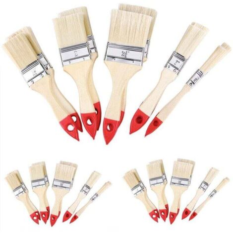Set de 30 pinceaux nature/rouge professionnels 5 tailles différentes peinture maison travaux divers intérieur extérieur zones vastes ou difficile d'accès (1/4)