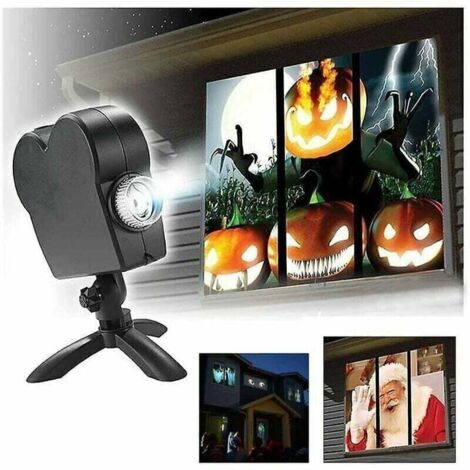 Projecteur de fenêtre de projecteur holographique de Noël Halloween Led Lampe de projection holographique, 12 festivals de film, utilisé pour Noël et Halloween (1/4)