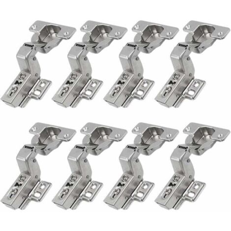 110 Degré Rentrant Charnières 35mm sans Amortissement pour Porte de Placard Cuisine Charniere pour Meuble Armoires Ferrage Rentrant Applique-8pcs - Argent (1/4)