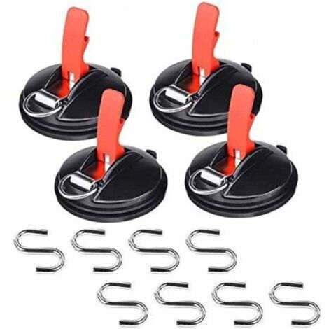 Lot de 4 ventouses de voiture avec 8 crochets en S ventouses multifonctions outil d'ancrage de voiture housses de bagages tendeurs de voiture (1/4)