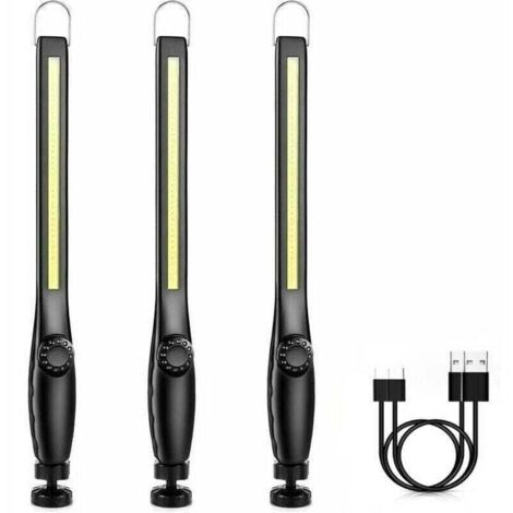 Baladeuse led Mecanicien Lampe Atelier Chantier Rechargeable Lampe Garage Magnetique Lampe de Travail Aimantée led Portable Rechargeable Puissante [3 Pièces] [Classe énergétique A+++]