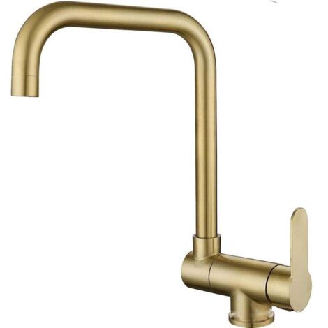 Mitigeur Cuisine Rabattable,robinet Cuisine Rabattable D'or Brossé En Acier Inoxydable,Robinet Pliable Moderne (1/4)