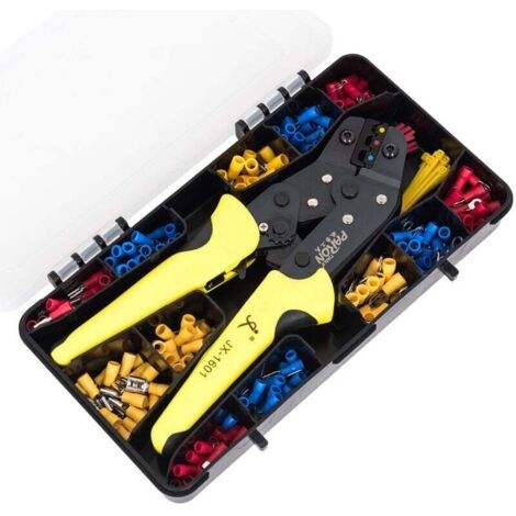 Kit d'outils de sertissage pour pinces à bornes isolées, 24-14 AWG, 280 connecteurs de bornes, 40 attaches de câble (1/4)