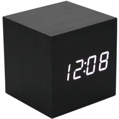 Réveil en bois-Mini horloge numérique LED avec 3 niveaux de luminosité et commande vocale, parfait pour les voyages en famille (1/4)
