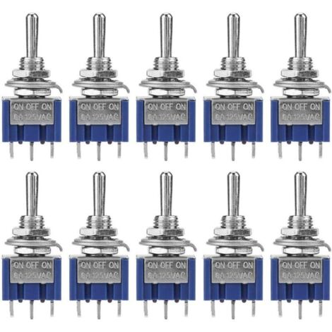 10pcs Mini Interrupteur à Bascule ON-OFF-ON SPDT MTS-103 3 Positions 3 Broches 6mm 6A 125VAC (1/4)