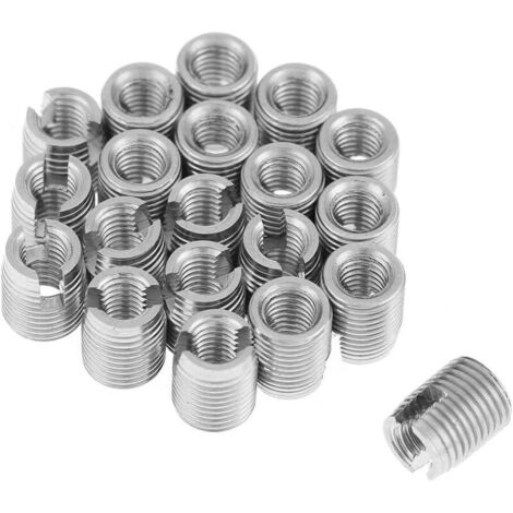Insert Fileté Auto-Taraudeur 20pcs, Écrou d'Insertion de Filetage à Vis Fendue Auto-Taraudeuse M3 x 6mm pour la Réparation Hélicoïdale (1/4)