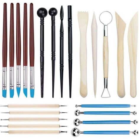 Outil Modelage Argile,Outils de Sculpture,24 Pièces Outils de Modelage Outil de Carving Set pour
