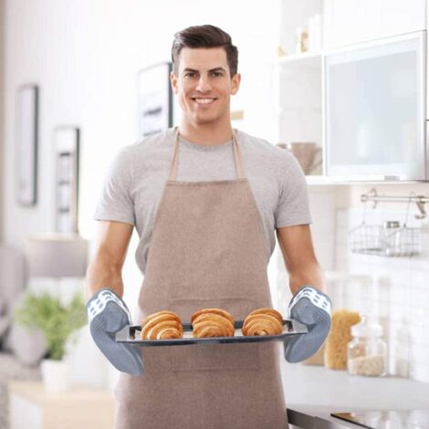 Micacorn Gants De Four Silicone Coton Résistants à La Chaleur - Antidérapants Pour Cuisine, Barbecue Et Micro-ondes (Gris)