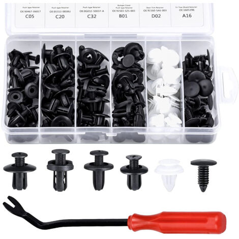 Mezheng – Lot de 100 clips rivets plastiques pour fixation panneaux de porte – Nylon haute qualité – Compatible Peugeot, Renault, Ford, Honda – Boîte de rangement - 100Pcs