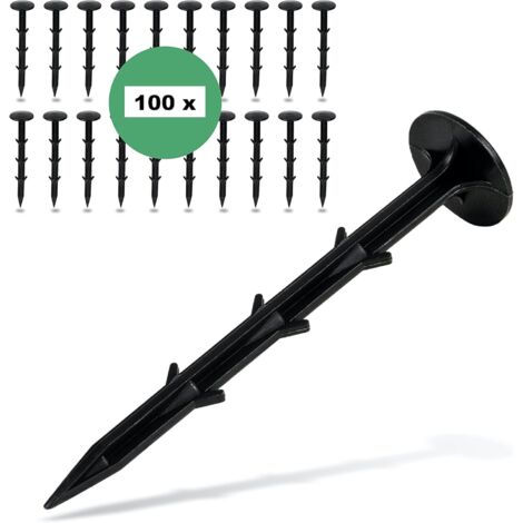 Lot de 100 piquets d'ancrage pour toile anti-mauvaises herbes - Extrêmement stables - Piquets en plastique incassable (1/4)