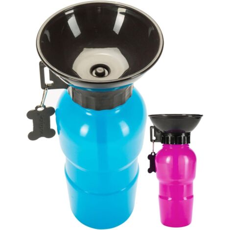 Gourde avec écuelle intégrée de 500 ml - Pour chien - Idéale pour voyage en voiture bleu
