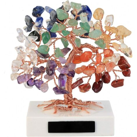 Arbre de Vie Chakra Décoration Feng-Shui Cristal Guérison 7Chakra Base en Marbre Petite Décoration Arbre de Vie Quartz (1/5)