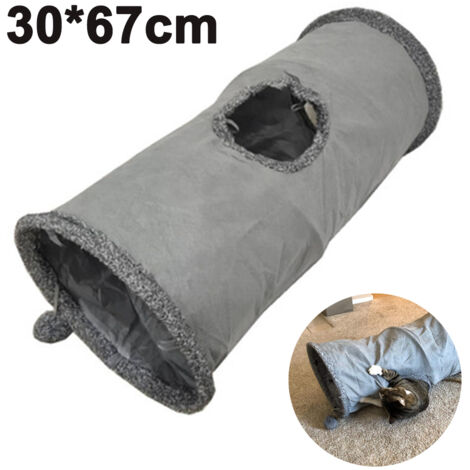 Tunnel Pliable Pour Chat, Tunnel De Jeu En Daim Durable Avec Balle Et Trou, Pour Chats, Lapins, Chatons, Chiots Et Petits Animaux De Compagnie (1/5)