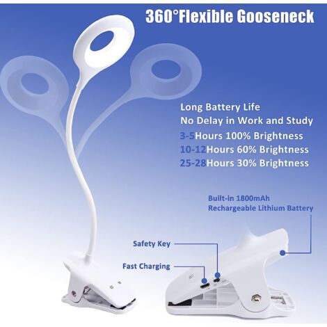 Lampe De Bureau Sans Fil LED Tactile - 3 Niveaux Luminosité, Rechargeable 3000mAh, Pliable Portable