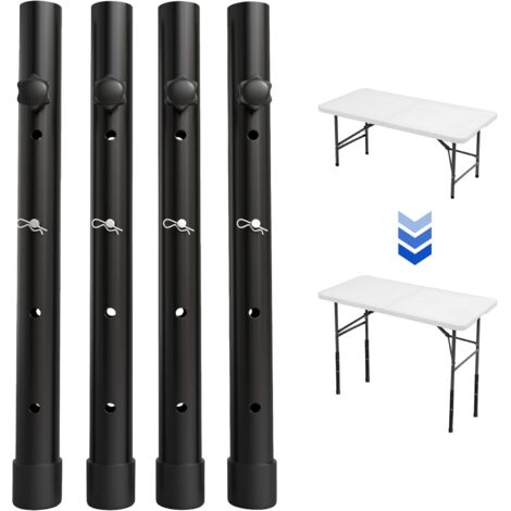 Minkurow – Lot de 4 rehausseurs de pieds de table pliables – Hauteur réglable jusqu'à 44 cm – Acier avec revêtement en poudre – Pour pieds jusqu'à 36 mm