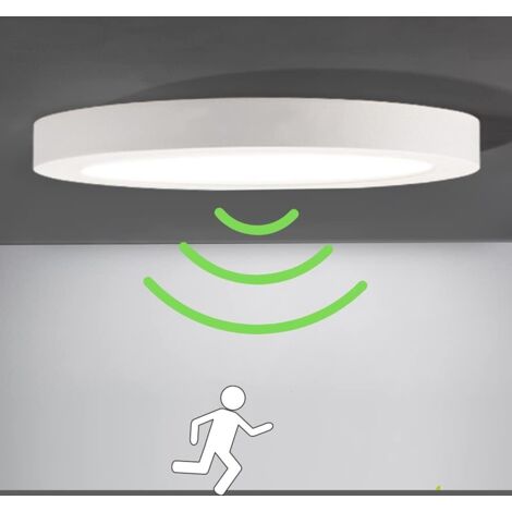Minkurow – Plafonnier LED détecteur de mouvement 6000K blanc froid – 2000LM – Ø22cm – Installation facile pour balcon garage entrée couloir