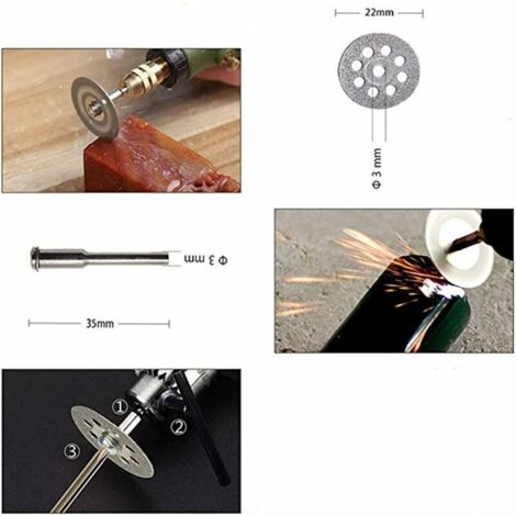 Kit De 10 Disques De Coupe Diamant 22 Mm + 2 Arbres - Pour Outil Rotatif - Neuf - Précision