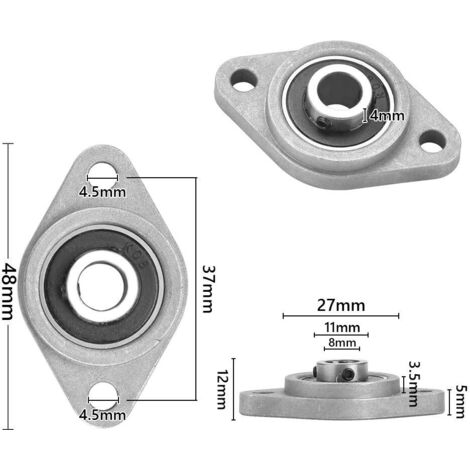 2 Pièces Palier à Bride Auto-aligneur 10mm KFL000 En Zinc - Neuf Uxcell
