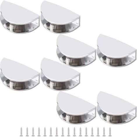 Minkurow – Lot de 8 pinces de serrage réglables en alliage de zinc pour verre 8-12 mm – Finition chrome poli – Supports pour étagères en verre (1/4)