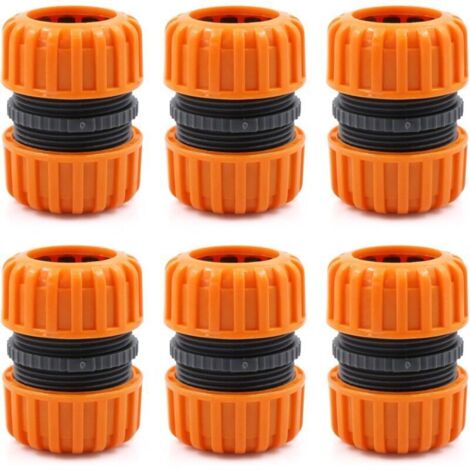 Kit de réparation de tuyau d'arrosage - 6 pièces pour raccorder 19 mm (3/4"), pour un raccordement facile et rapide ou un tuyau de réparation sans outils, jaune (1/4)