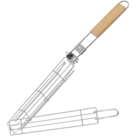 Panier à Grillades Portable, Poignée Amovible et Loquet Sécurisé, Accessoires de Grillades pour Barbecue Extérieur pour Légumes en Vrac, Fruits, Poisson, Poulet, Viande (1/4)