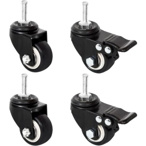 Roues pour jardinière-Pot de Plantes 4 pcs noir 8x3,5x8 cm fer (1/4)